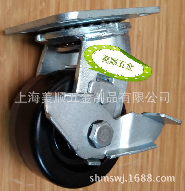 生产厂家供应烤箱烘箱用4*2寸重型耐高温万向带侧刹车脚轮