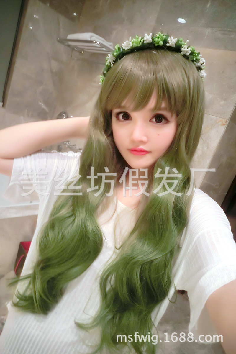 新品假发长卷发齐刘海渐变假发假发COS动漫假发现货一件代发