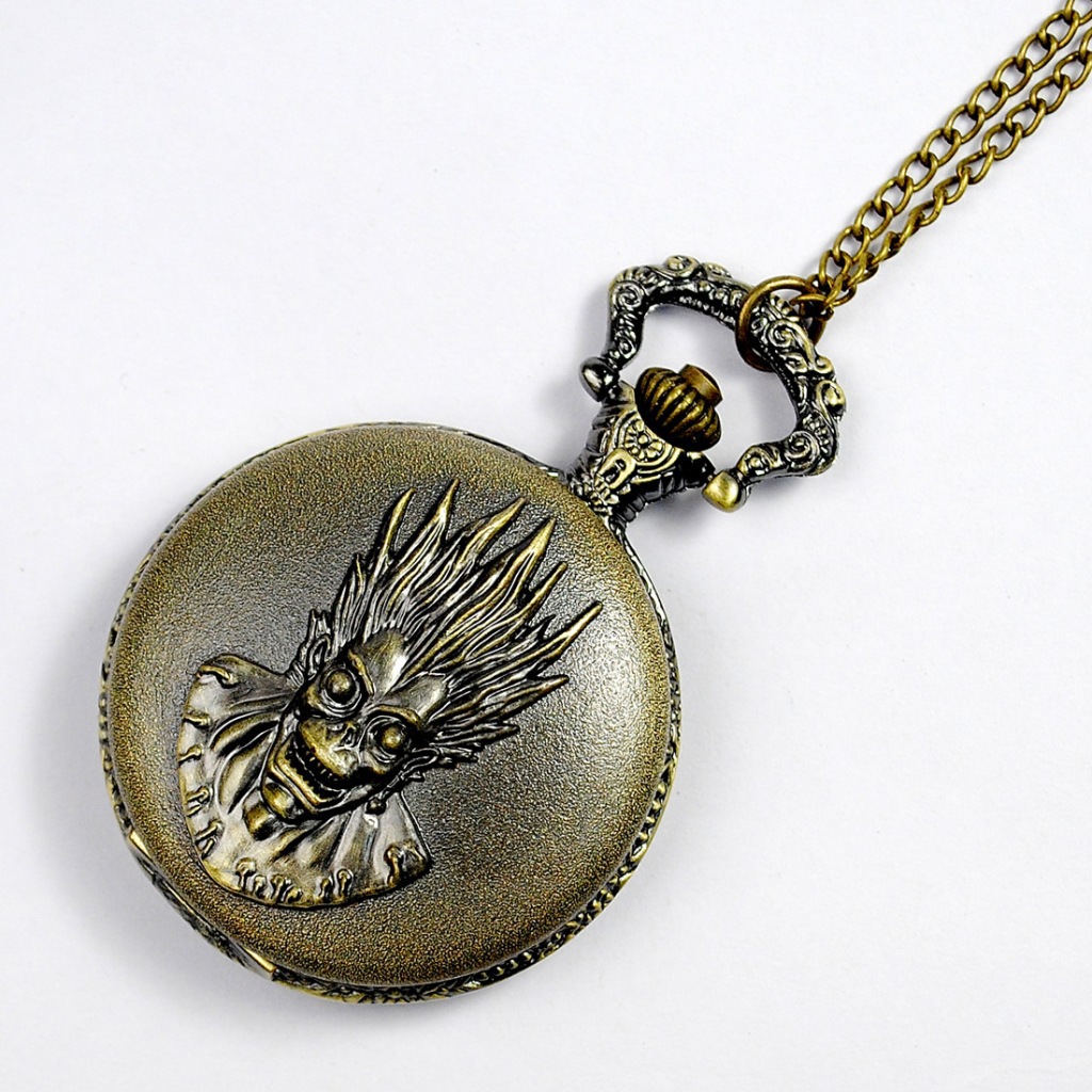 Foreign trade nostalgic cross-border necklace ghost head pocket watch large nostalgic Bronze pocket watch boys 8060