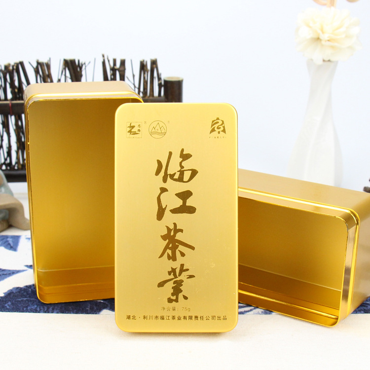 厂家供应铝盒 利川绿茶铝合金方形茶盒 金色高档金属盒私版订做