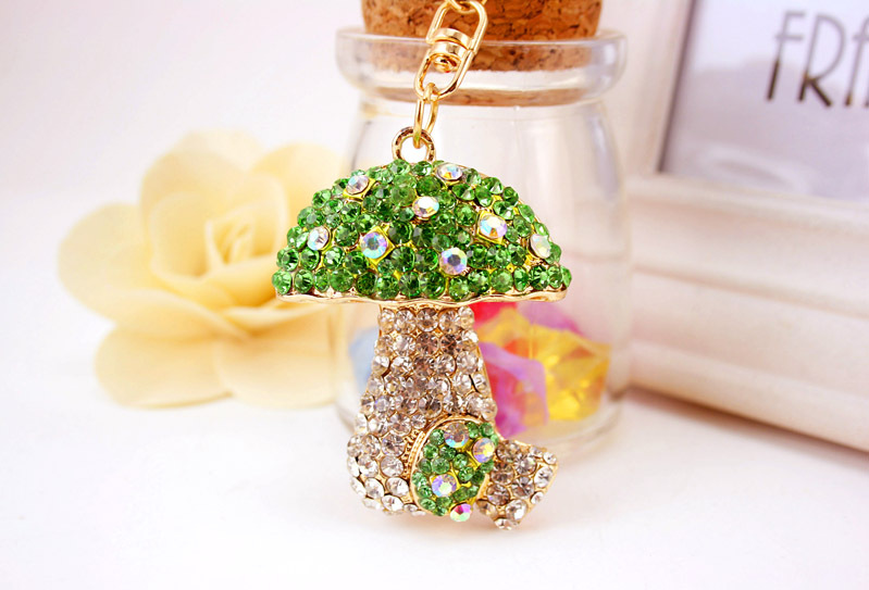 49g Weight Alloy, Metal Material Flower Pattern Unisex Gender Pink, Purple, Red, Green, Blue Color Mushroom Pendant Keychain 17