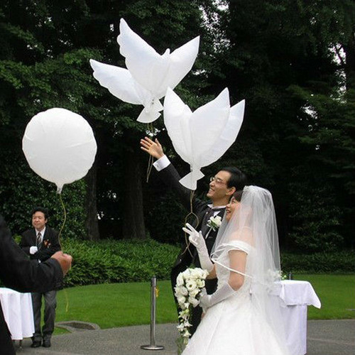 Wedding decoration white dove balloons, wedding dress photography floating pigeons aluminum film balloons, peace dove aluminum foil balloons