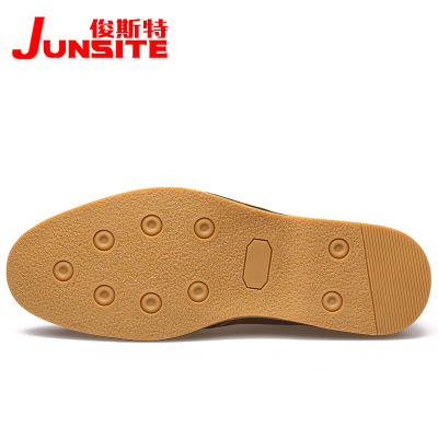 俊斯特四季新款男士圆头系带休闲鞋真皮男鞋单鞋低帮鞋子