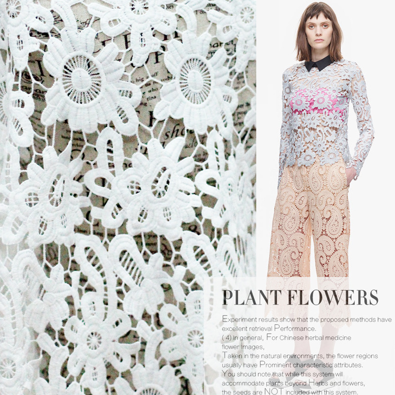 Factory SP radish flower lace cloth hollow embroidery milk silk full embroidery cloth water soluble lace fabric wholesale