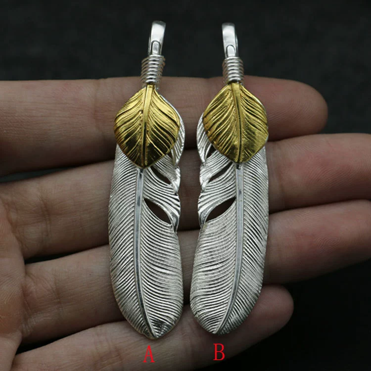 Застежка из настоящего корейского S925 серебра Thai Silver перо подвеска ожерелье индивидуальная привязь мужчинам Горо Горо Так
