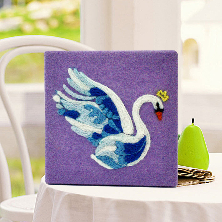 毛毡画 戳戳乐材料包手工diy糖果马大象猫头鹰天鹅公主羊毛毡制作