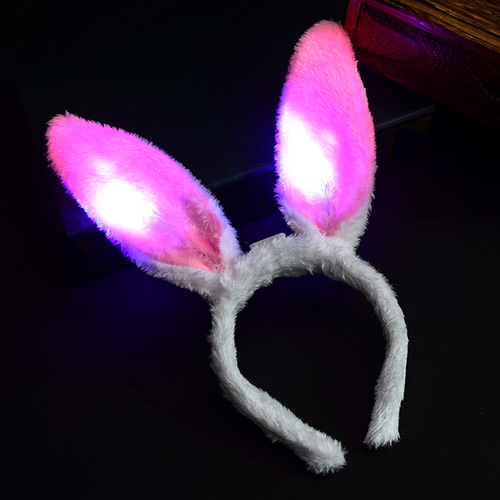 Luminous plush bunny ears headband headband glitter headband concert party party luminous headband wholesale