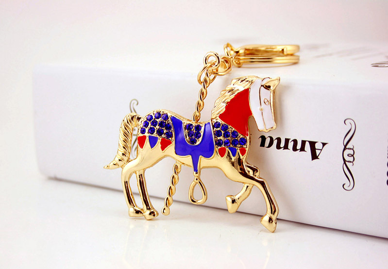 41g Weight Alloy, Metal Material Animal Pattern Unisex Gender Red, Black&White Color Creative Cute Cartoon Carousel Car Keychain 3