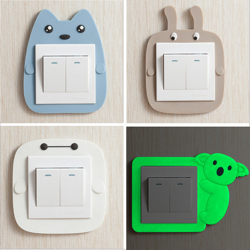 卡通夜光开关贴 墙贴电源插座装饰贴硅胶开关套客厅开关保护套|ms