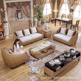 休闲小户型客厅藤编沙发会所藤椅沙发五件套组合双三人沙发