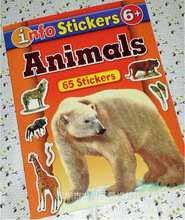 益智早教英文教學圖畫冊動物認知北極熊ANIMALS不干膠貼貼紙學習