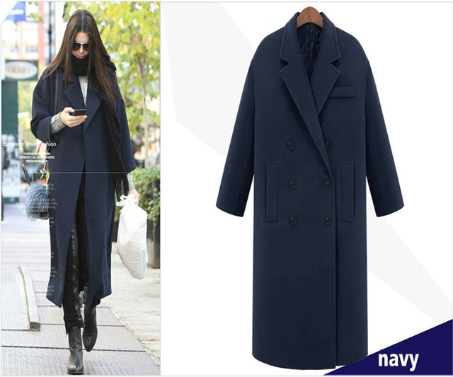 Fashion Double-breasted Wool Overcoat with Cotton Thickened Coat