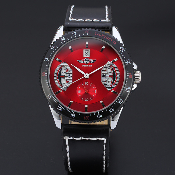 Winner men's hollow automatic mechanical watch strap watch wholesale for men and women