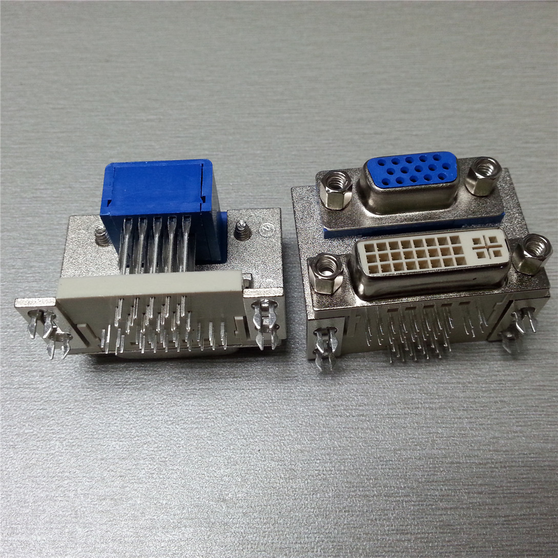 【企业集采】优联康双胞胎VGA蓝色+DVI24+5白色母座