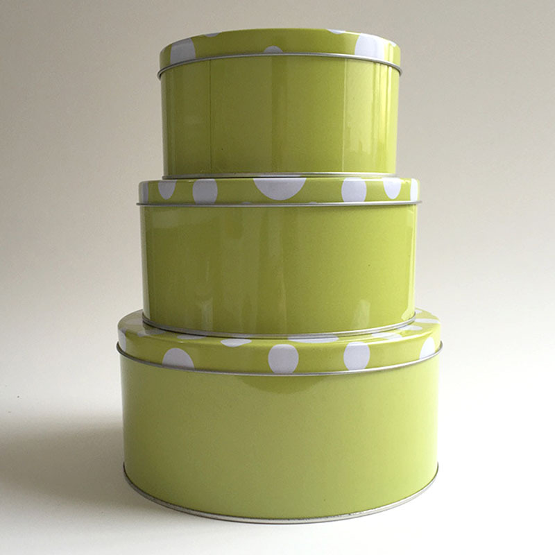 金属包装马口铁铁盒 圆形金属饼干盒子圆罐3套铁罐马口铁盒