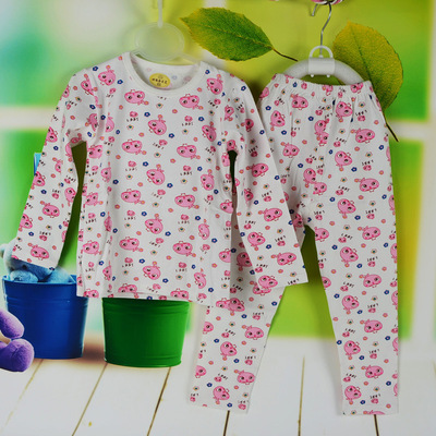 卡通圖案保暖衣套裝兒童 中童四季通用 純棉特價兒童保暖內衣混批