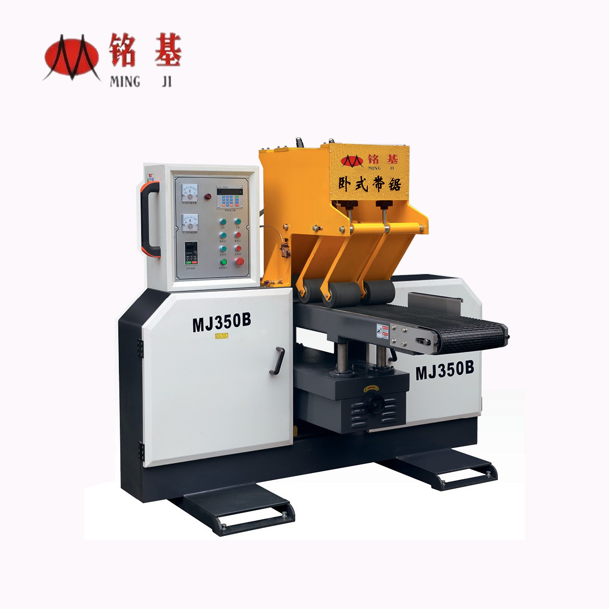 铭基供应MJ350B下卧卧式木工带锯机 下卧式带锯床 全自动带锯机