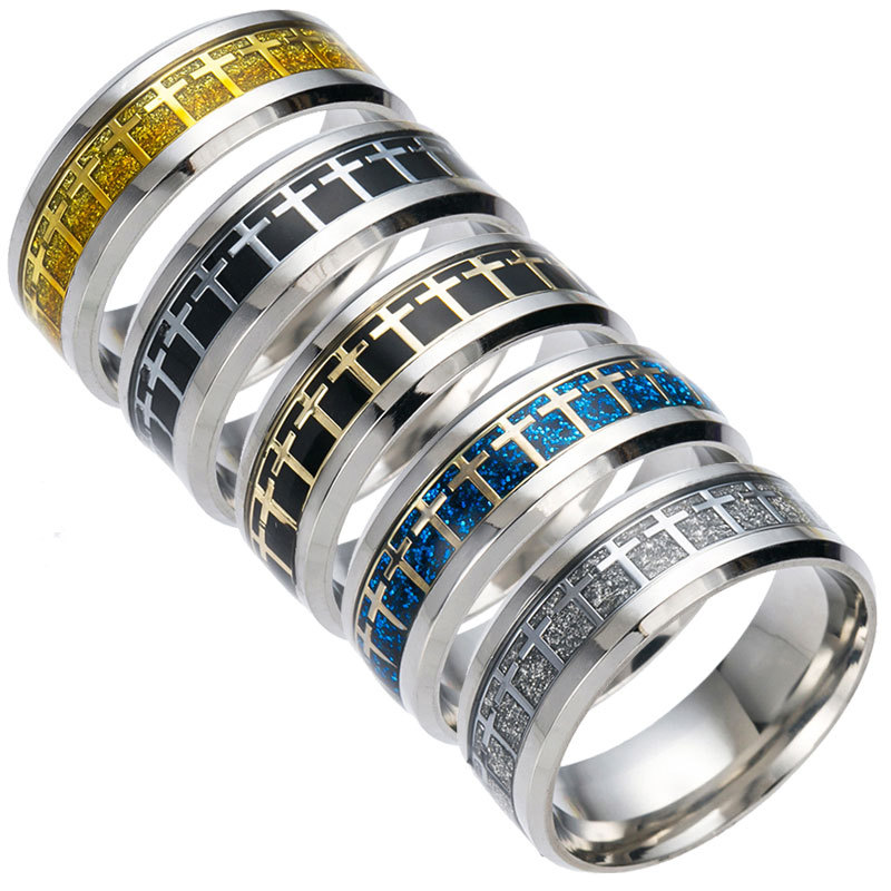 Fashion Stainless Steel Cross Pattern Ring Wholesale display picture 1