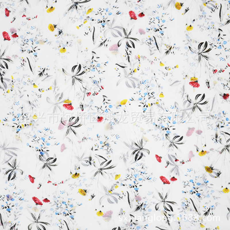 【翔龙印花 XL758】清新植物花簇印花飘逸印花女装连衣裙雪纺面料