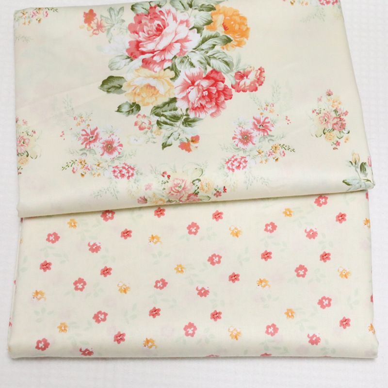 全棉面料批发 田园牡丹小碎花AB版印花布 纯棉被罩布料1.6米宽