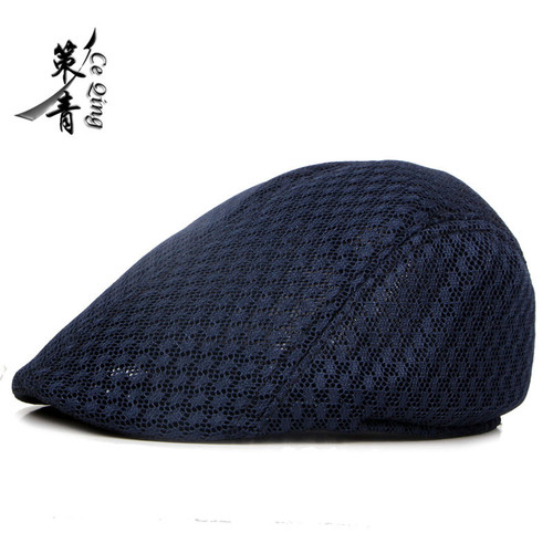 Hat wholesale Korean style men's and women's beret solid color hollow mesh peaked cap forward cap breathable summer sun hat