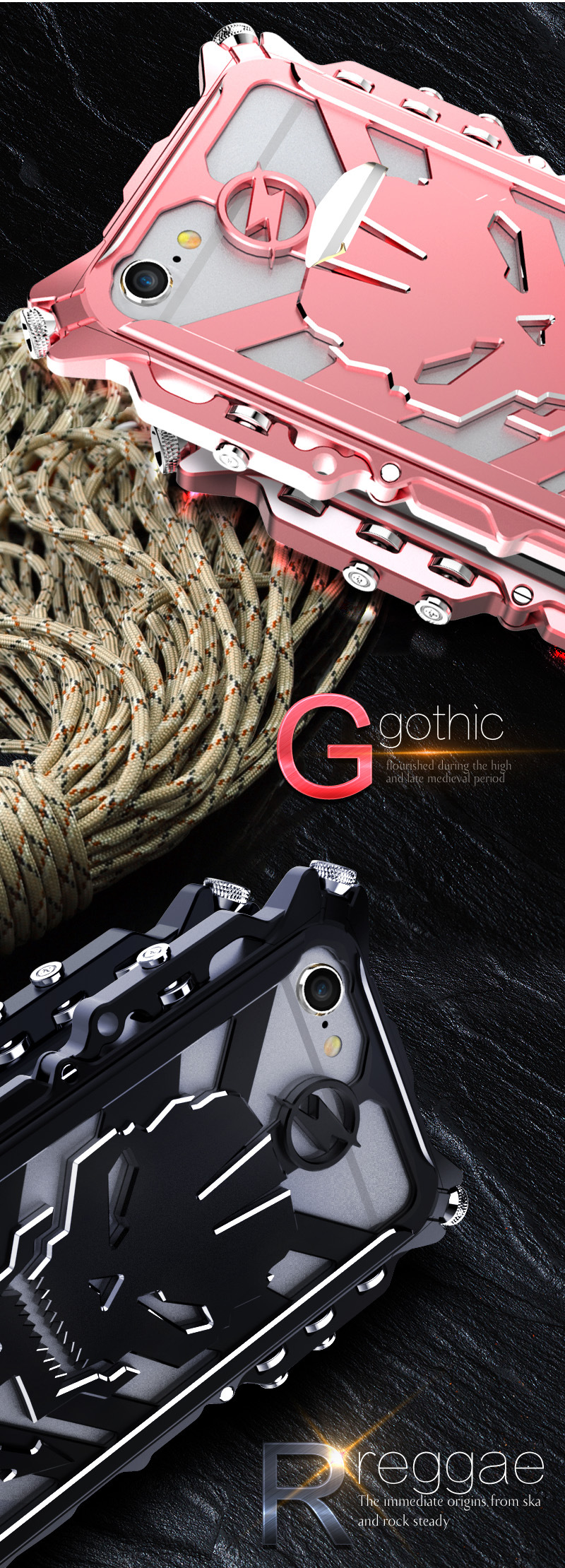 SIMON Mechanical Arm Skull Punk Premium Aluminum Metal Bumper Shockproof Case Cover for Apple iPhone 6S/6 & iPhone 6S Plus