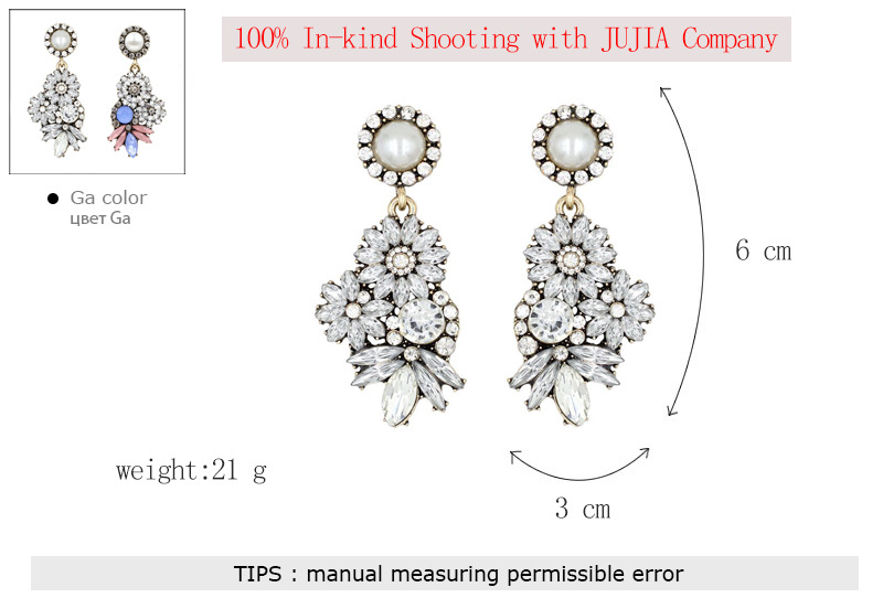 Hyperbole Flower Geometric Rhinestone Earrings Wholesale Jewelry Nihaojewelry display picture 1