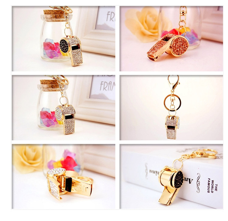 Korean  Creative Craft Small Gifts Diamond-studded Whistle Keychain display picture 17