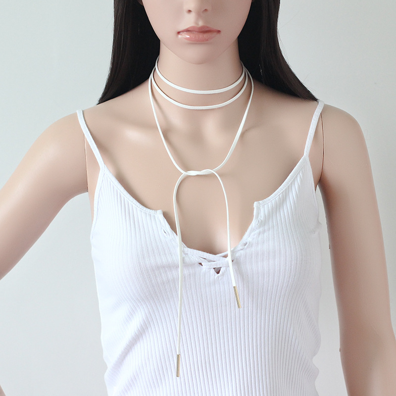 Einfache Mode Riemen Koreanischen Samt Lange Schleife Halskette Schlüsselbein Kette Großhandel Heißen Verkauf display picture 4