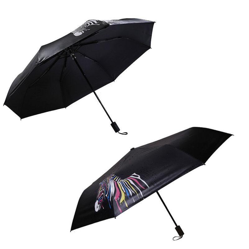 遇水变色雨伞 韩国创意斑马折叠防晒黑胶太阳伞 户外折叠伞2