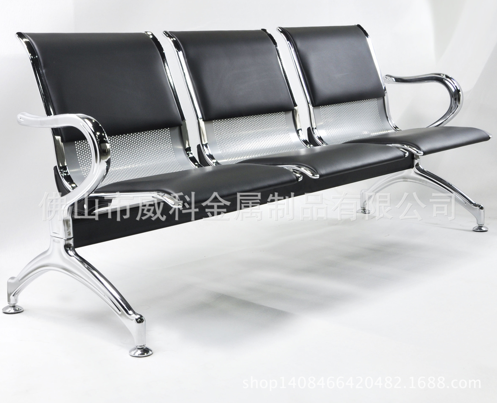 silla de aeropuerto silla de fila de tres personas banco de acero inoxidable asiento público silla de infusión silla de espera de hospital silla de metal