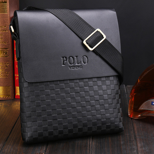 Cross-border foreign trade men's shoulder crossbody bag Korean version trendy checkerboard embossed new casual business bag factory direct sale