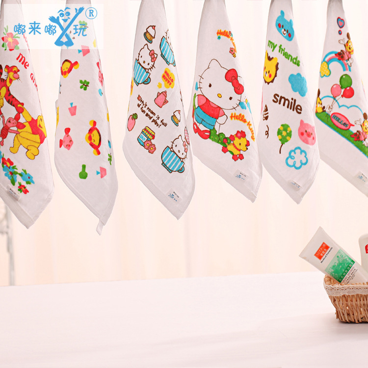淘宝热卖纱布小方巾双层蜂巢印花纯棉婴幼儿儿童婴儿口水巾手帕