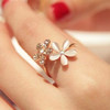 Adjustable one size wedding ring, Korean style, cat's eye, flowered