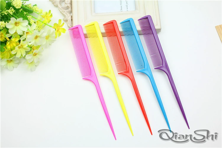 2156 расческа с острым хвостом, яркая красочная черная челка для волос, завитые волосы, плотные зубы, профессиональная расческа для макияжа и парикмахерских инструментов