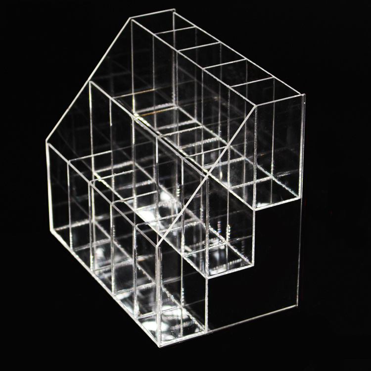亚克力厂家直销私人定制阶梯上下空格三层透明展示笔盒收纳架