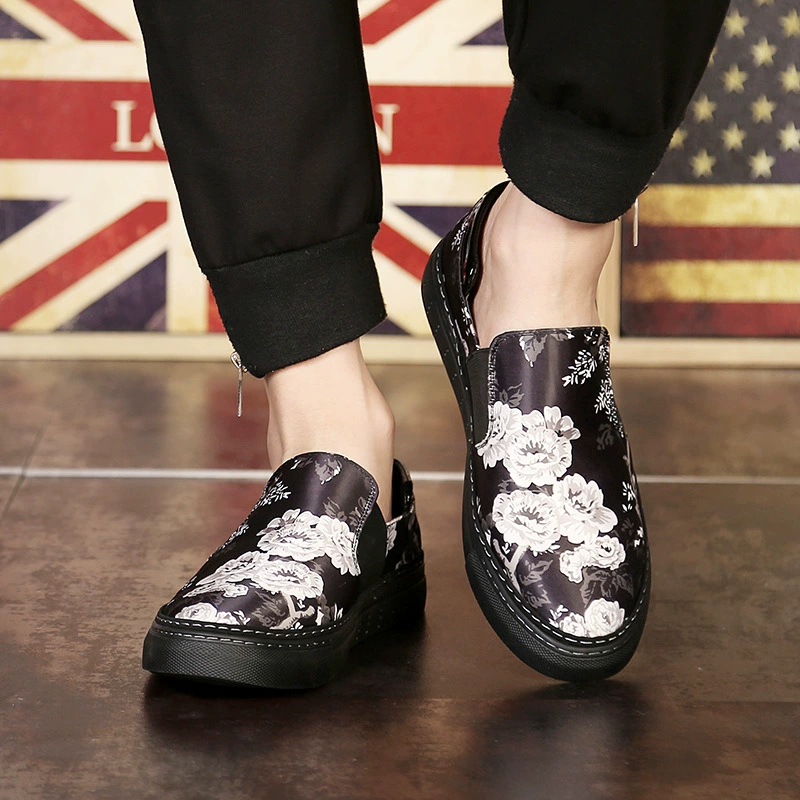 2022 Новая Летняя мужская обувь с принтом, Мужская модная обувь без шнуровки, универсальная повседневная обувь с мягкой подошвой