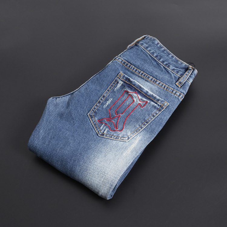 Jeans pour jeunesse pieds Slim en coton pour printemps - Ref 1464003 Image 6
