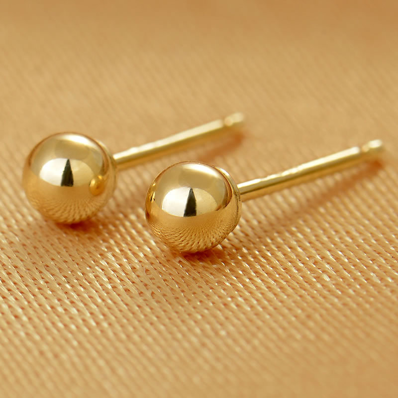 Jewelry wholesale quality goods 18K Gold AU750 Italy 3mm Beads Simplicity Ear Studs