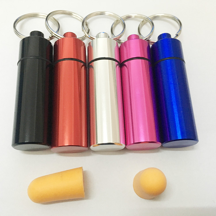 平底带钥匙扣铝合金药筒防水密封耳塞铝瓶急救药丸瓶60*17MM