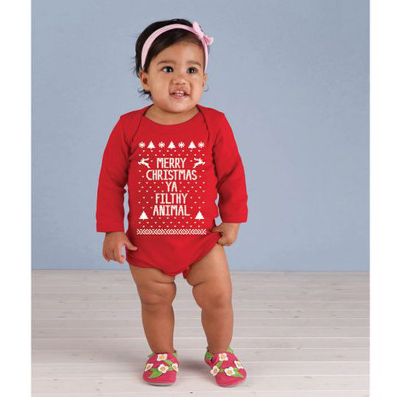 Children's Christmas jumpsuit boys and girls letter short sleeve Christmas suit_voghion.com