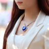 Jewelry, blue big accessory, marine crystal necklace heart-shaped, European style, diamond encrusted