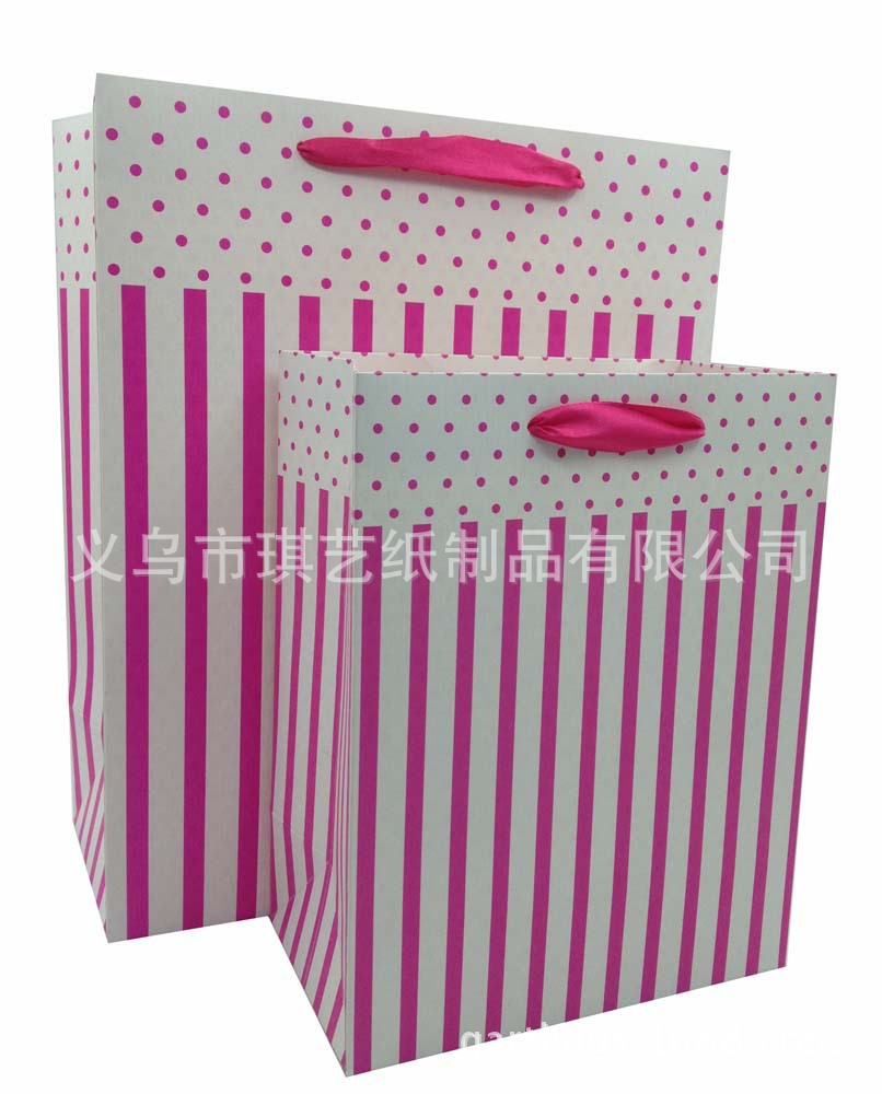 四色条纹礼品袋 工艺纸袋 通用包装袋