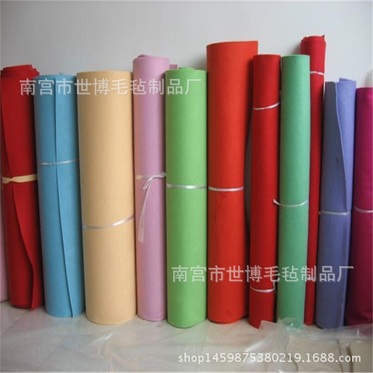供应彩色毛毡 化纤毛毡 加硬毛毡 背胶毛毡布 工艺品毛毡布