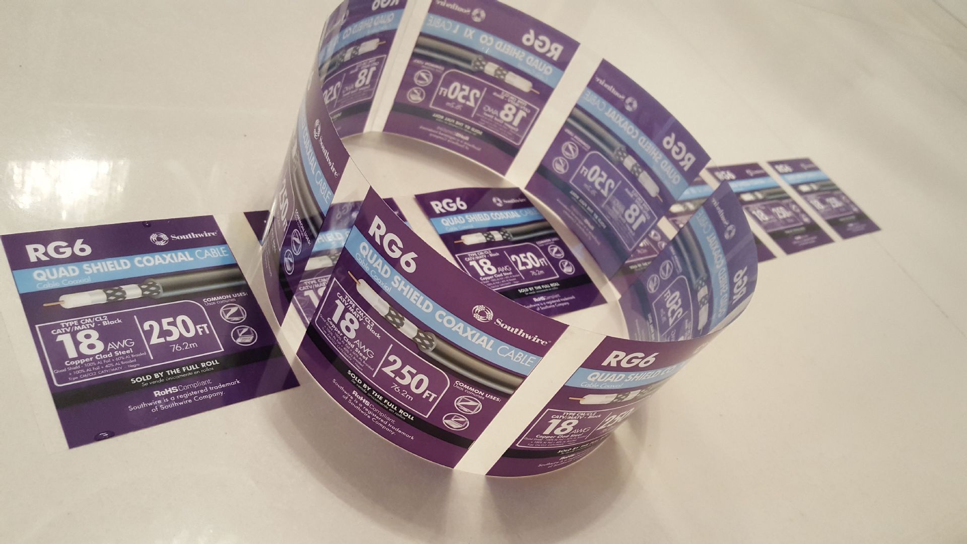 郎溪县　GE彩印迈拉膜光缆腰封透明聚酯无胶商标尺寸7模110*740MM