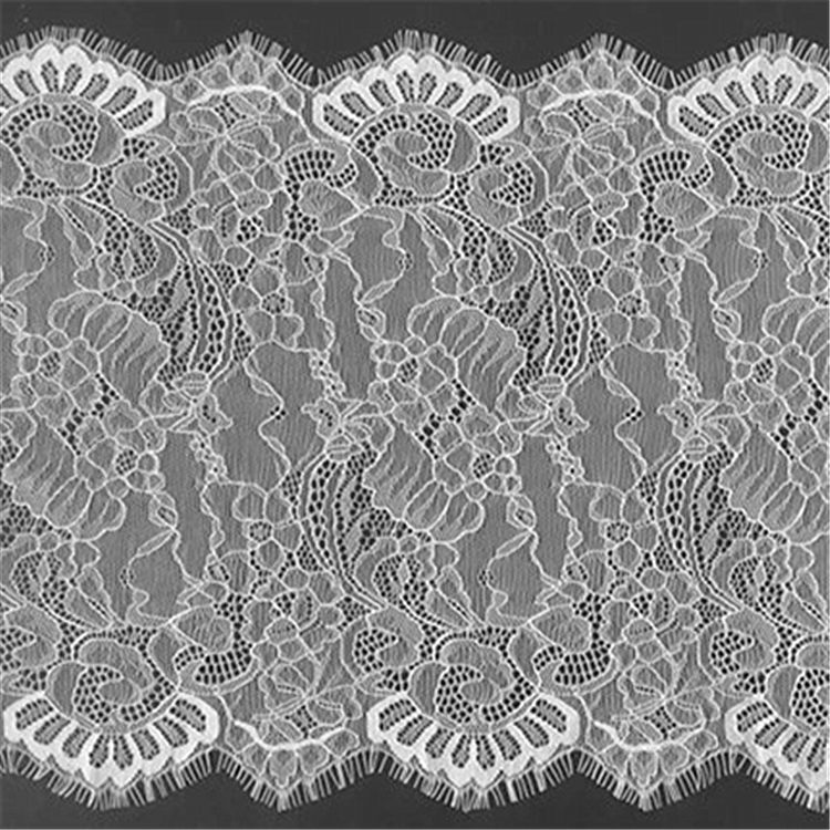 厂家直销睫毛花边内衣睡衣锦纶无弹花边黑白色眼睫毛花边现货批发