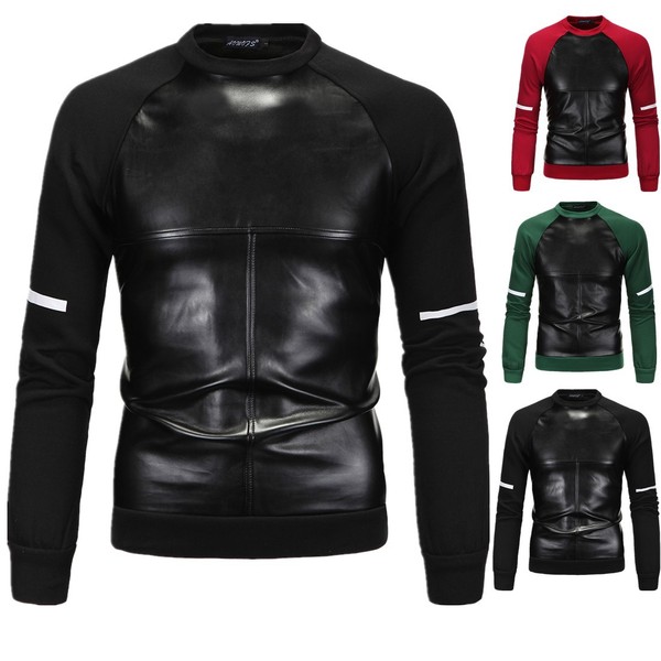 The exclusive set of new high-end leather head sweater printing head fight cross sweater coat