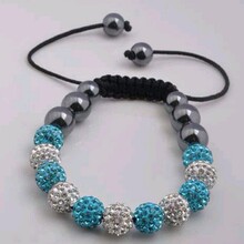 亚马逊10mm 淘宝 11颗软陶钻球编织  香巴拉手链