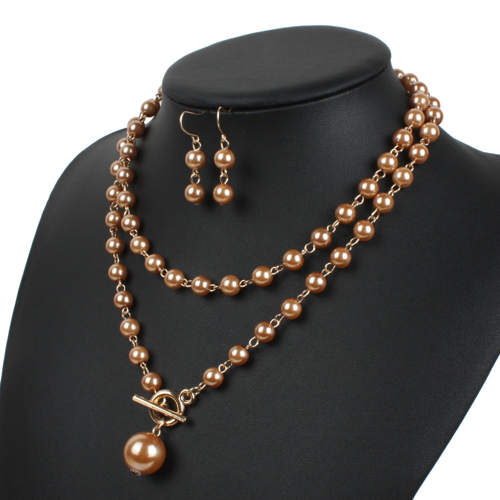 Occident and the United States pearlNecklace Set (red)NHCT0061-red