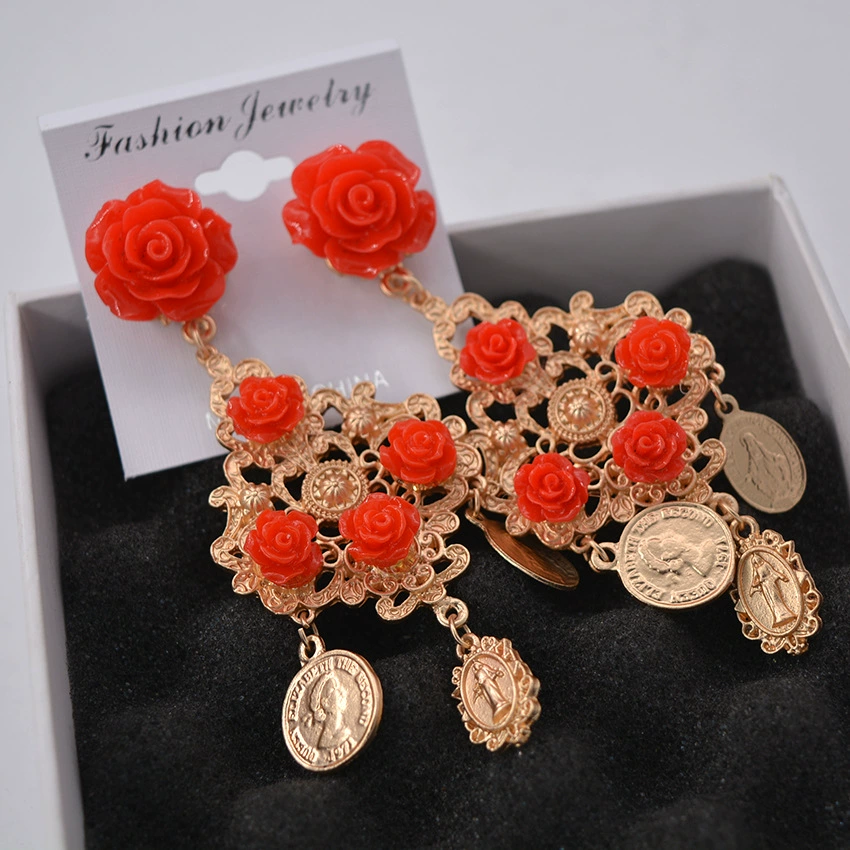 Earrings, human head, 2018, new collection, flowered, wholesale